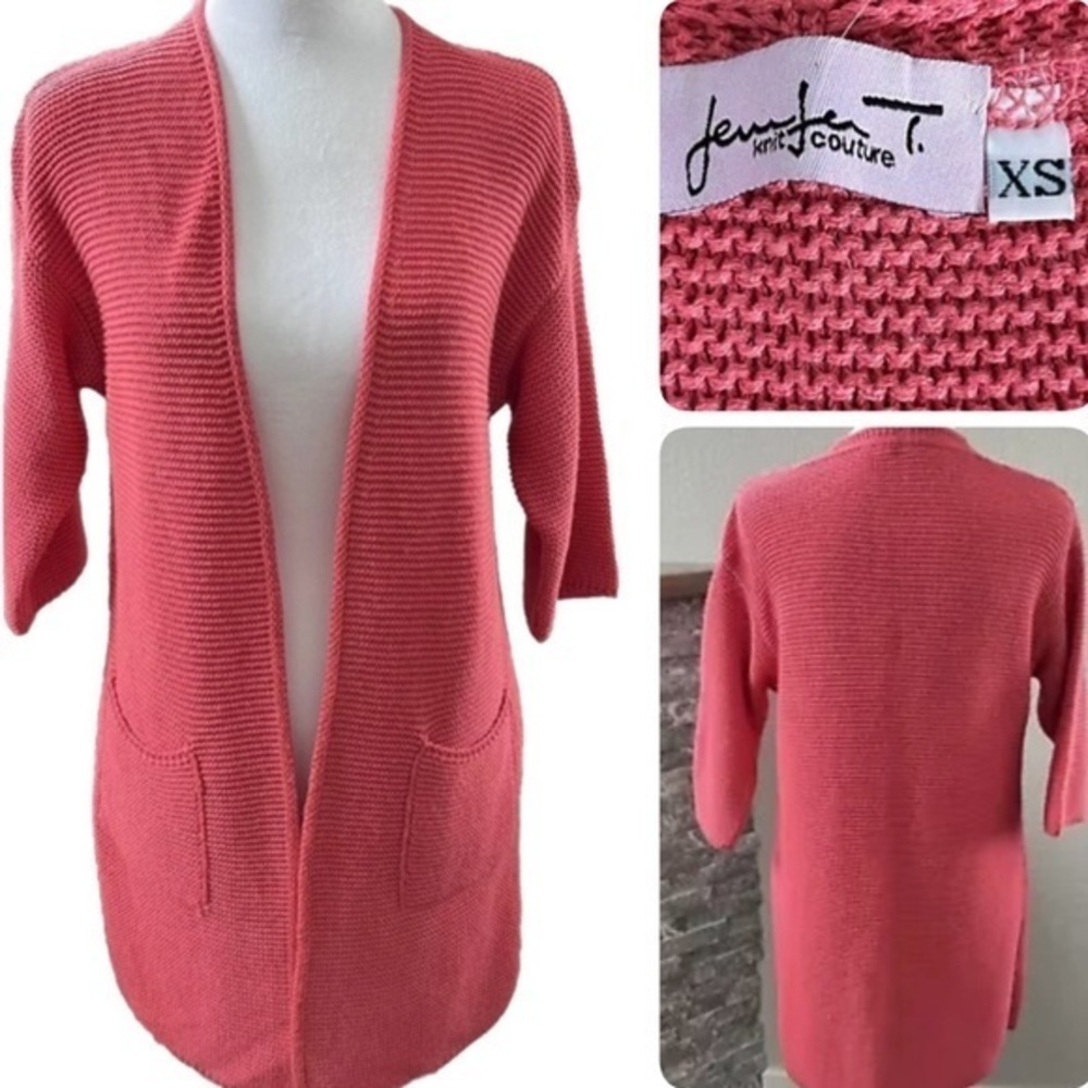 Open Cardigan Duster XS Made In Italy Feminine‎ Fairy Romantic Knit 3/4 Sleeve